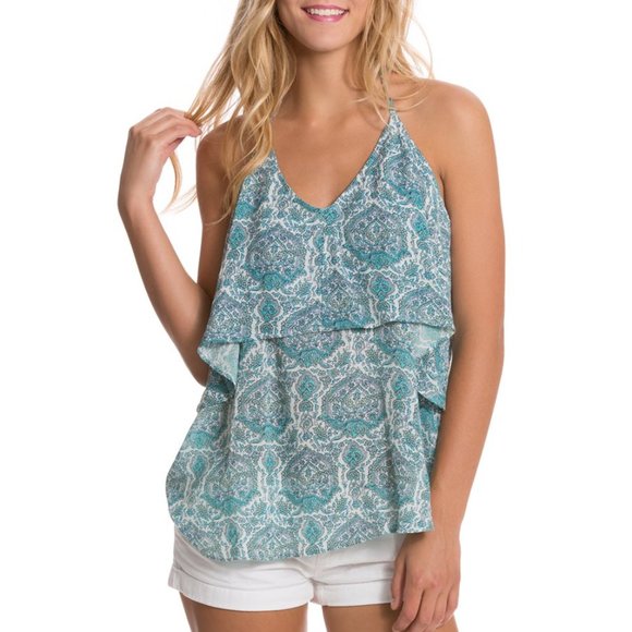 O'Neill Tops - O'Neill Boho Paisley Halter Tank Top Sea Blue